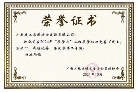 【喜訊】冶建公司獲廣西質安協(xié)會通報表揚